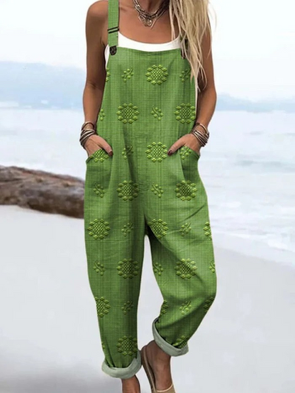Sommer-Jumpsuit | Vintage Floral Pattern with Artistic Print