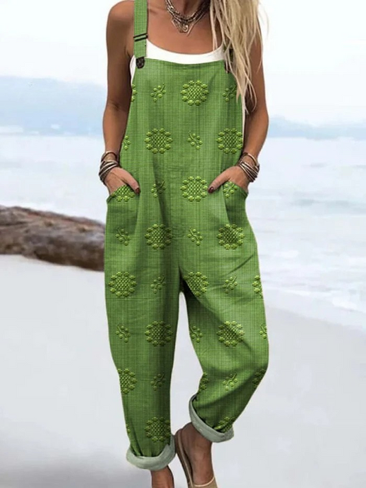 Sommer-Jumpsuit | Vintage Floral Pattern with Artistic Print