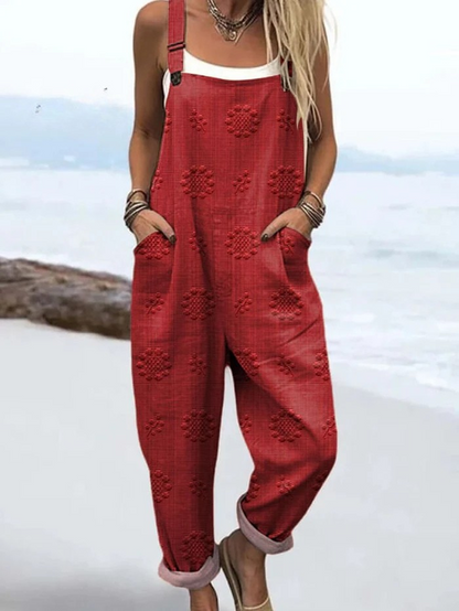 Sommer-Jumpsuit | Vintage Floral Pattern with Artistic Print