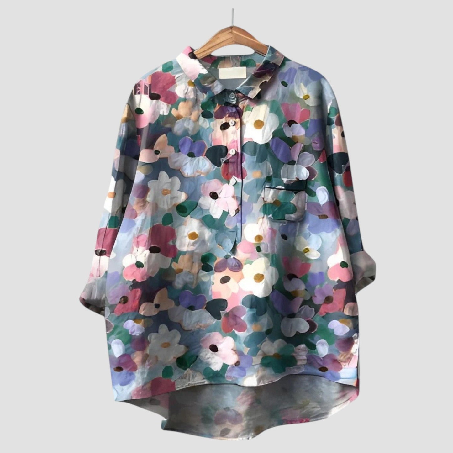 Birgit | Bunte Oversize-Bluse mit floralem Aquarell-Design