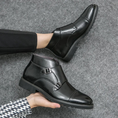 Darell | Elegante Doppelmonk-Stiefel mit Leder-Riemen