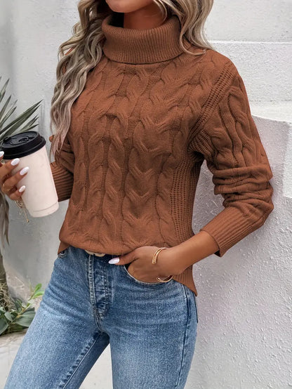Clémence | Eleganter Rollkragenpullover mit Zopfstrick