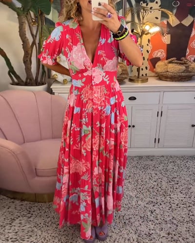 Elina | Elegantes Langarm-Blumenkleid für einen stilvollen Auftritt
