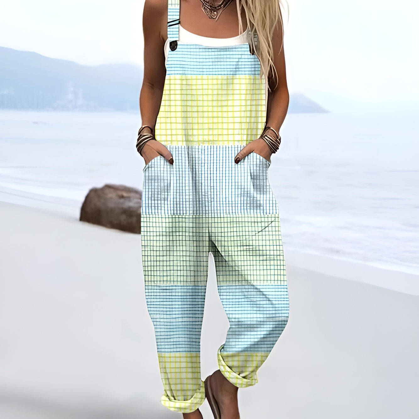 Pastel Checkered Summer Jumpsuit