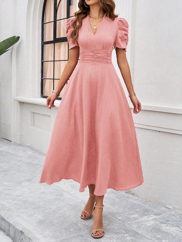 Andrea | Elegantes Midikleid mit stilvollem V-Ausschnitt