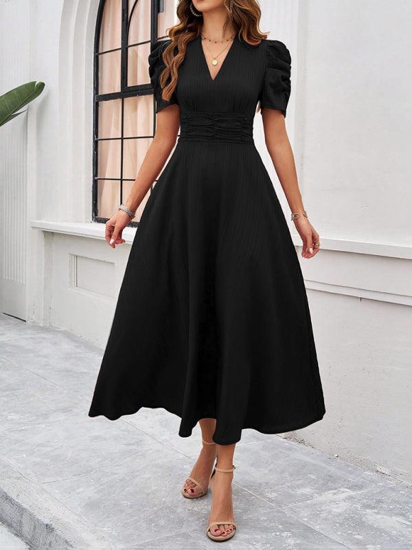 Andrea | Elegantes Midikleid mit stilvollem V-Ausschnitt