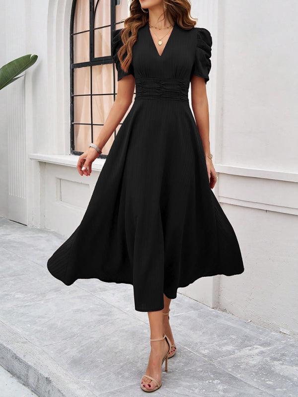 Andrea | Elegantes Midikleid mit stilvollem V-Ausschnitt
