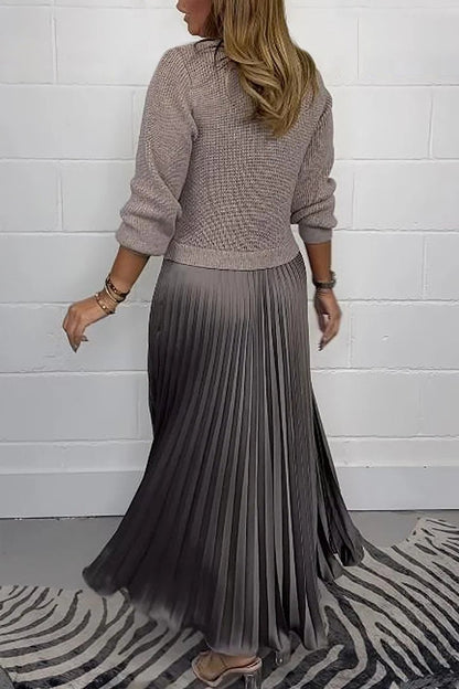 Emilia | Lange Strickjacke mit Faltenrock-Design