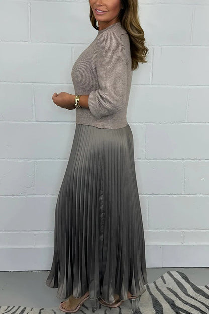 Emilia | Lange Strickjacke mit Faltenrock-Design