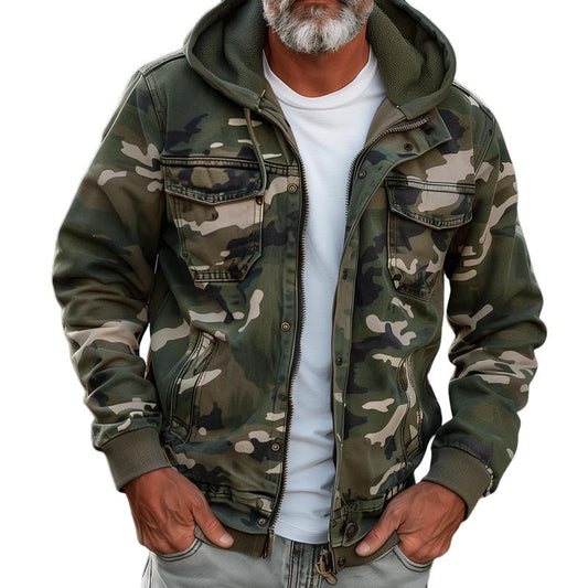 Fabian | Herren Camouflage Cargo-Jacke mit Kapuze und vielseitigem Taschen-Design