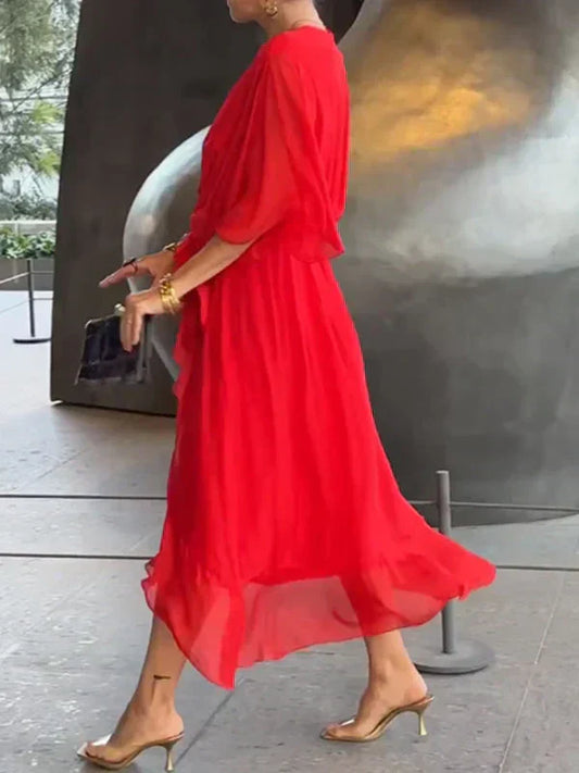 Monica | Leichtes Kleid mit V-Ausschnitt und eleganter Silhouette