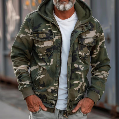 Fabian | Herren Camouflage Cargo-Jacke mit Kapuze und vielseitigem Taschen-Design