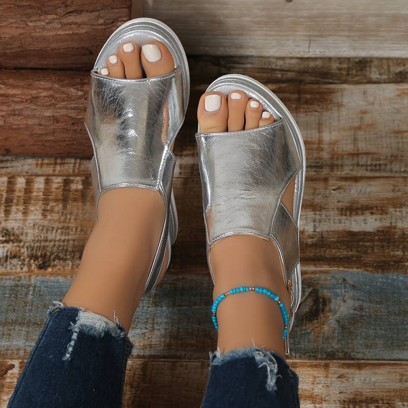 Juliette | Silberne Orthopädische Sandalen