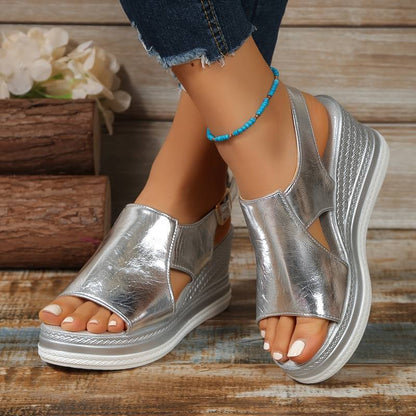 Juliette | Silberne Orthopädische Sandalen