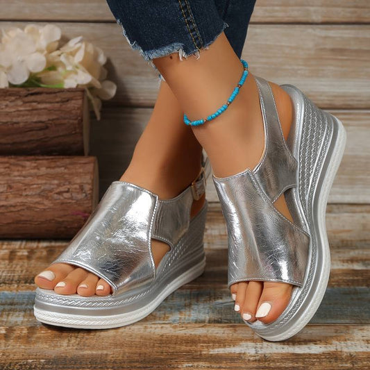 Juliette | Silberne Orthopädische Sandalen