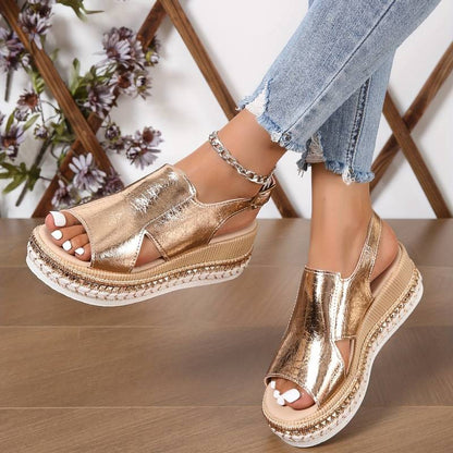 Juliette | Goldene Orthopädische Sandalen