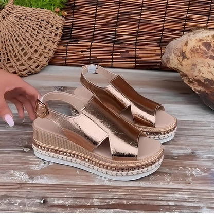Juliette | Goldene Orthopädische Sandalen