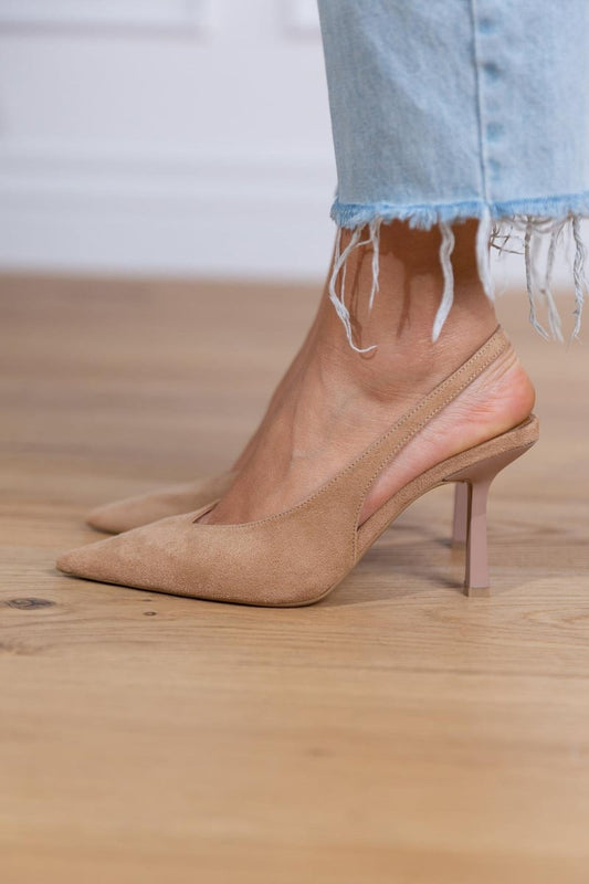 Beige Kitten-Heels mit spitzer Zehenpartie